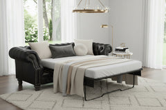 Westminster 94 Inch Chesterfield Tufted Leather Queen Sleeper Sofa
