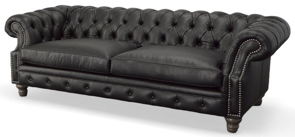 Westminster 94 Inch Chesterfield Tufted Leather Sofa