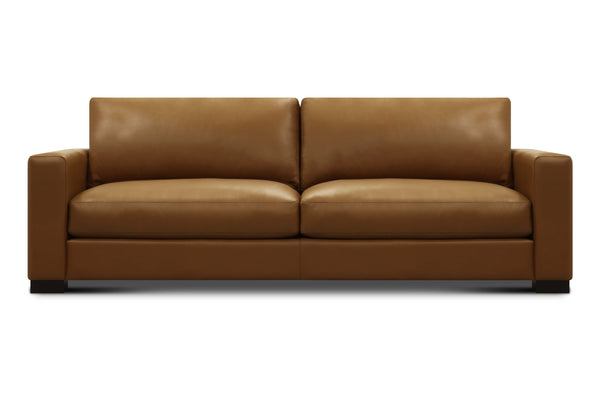 Hugh 90 Inch Modern Leather Two Cushion Track Arm Sofa