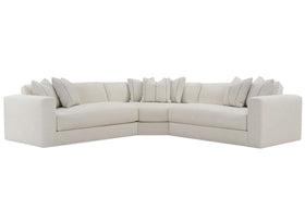Yates Three Piece Track Arm Modern Bench Seat Fabric Sectional Sofa