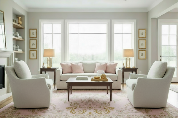 Adriana 8-Way Hand Tied Fabric 360 Swivel Pillow Back Accent Chair With Splayed Arms