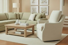 Adriana 8-Way Hand Tied Fabric 360 SWIVEL/GLIDER Accent Chair With Narrow Splayed Arms