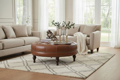 Alder Tufted 36", 42" Or 46" Inch Round Leather Ottoman (3 Sizes Available)