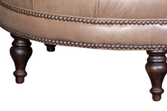 Alder Tufted 36", 42" Or 46" Inch Round Leather Ottoman (3 Sizes Available)