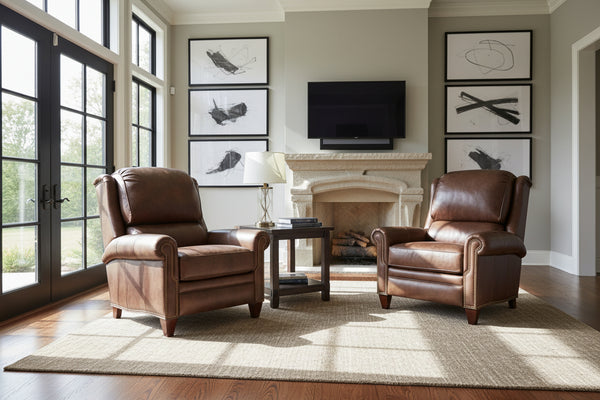 Aldred "BIG MAN" Leather Bustle Pillow Back Recliner Chair