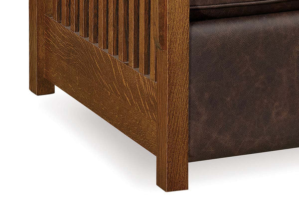 Aldrich "Wall Hugger" Mission Craftsman Style Leather Reclining Loveseat