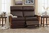 Image of Aldrich "Wall Hugger" Mission Craftsman Style Leather Reclining Loveseat
