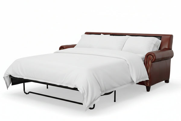 Alexander 87 Inch Traditional Leather Queen Sleeper Sofa