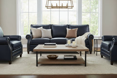 Alexander 87 Inch Traditional Three Cushion Leather Sofa