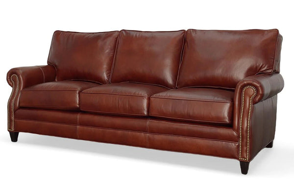 Alexander 87 Inch Traditional Leather Queen Sleeper Sofa