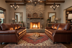 Alexander 87 Inch Traditional Three Cushion Leather Sofa