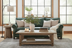 Alexander 87 Inch Traditional Three Cushion Leather Sofa