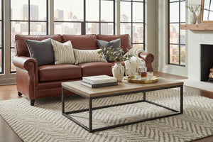 Alexander 87 Inch Traditional Three Cushion Leather Sofa