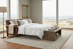 Alexander 87 Inch Traditional Leather Queen Sleeper Sofa