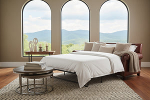 Alexander 87 Inch Traditional Leather Queen Sleeper Sofa