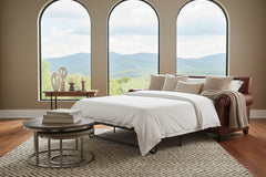 Alexander 87 Inch Traditional Leather Queen Sleeper Sofa