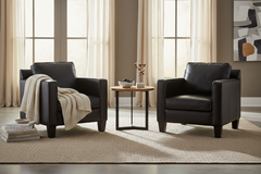 Alex Leather Track Arm Club Chair
