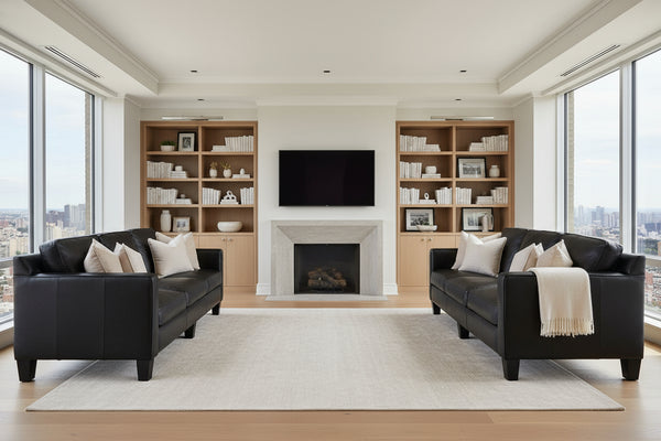 Alex 76 Inch Modern Apartment Size Leather Sofa w/ European Styling