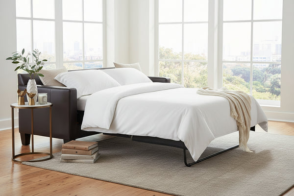 Alex 76 Inch Studio Size Leather Queen Sleeper Sofa