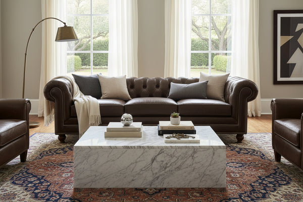 Alfred 112 Inch Vintage Tufted Back Sofa