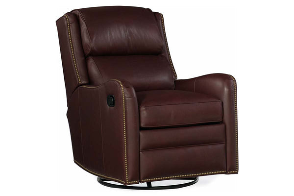 Alistair Leather SWIVEL / GLIDER Bustle Pillow Back Recliner Chair