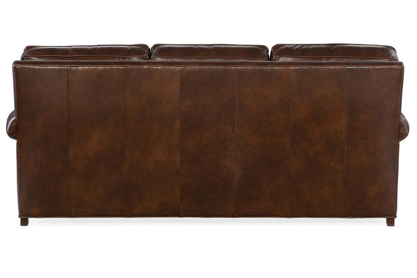 Amani 88 Inch Traditional Three Cushion Pillow Back Leather Sofa