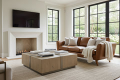 Amara 90 Inch Contemporary Three Cushion Pillow Back Leather Sofa