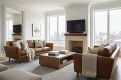 Amara 90 Inch Contemporary Three Cushion Pillow Back Leather Sofa