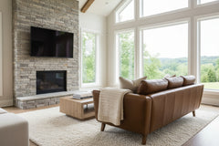 Amara 90 Inch Contemporary Three Cushion Pillow Back Leather Sofa