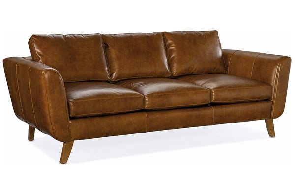 Amara 90 Inch Contemporary Three Cushion Pillow Back Leather Sofa