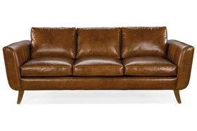 Amara 90 Inch Contemporary Three Cushion Pillow Back Leather Sofa