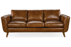 Amara 90 Inch Contemporary Three Cushion Pillow Back Leather Sofa