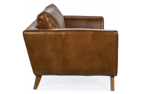 Amara 90 Inch Contemporary Three Cushion Pillow Back Leather Sofa