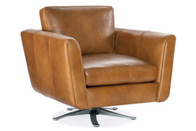 Amara Contemporary Leather Swivel Club Chair