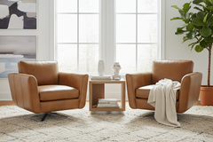 Amara Contemporary Leather Swivel Club Chair