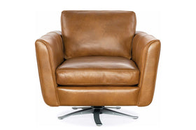 Amara Contemporary Leather Swivel Club Chair