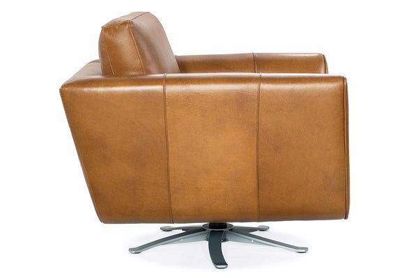 Amara Contemporary Leather Swivel Club Chair