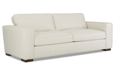 Ambrose "Ready To Ship" Modern 94" Leather Attached Pillow Back Sofa With Wide Track Arms (Photo For Style Only)