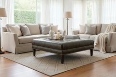 Ames Tufted 36", 42" Or 46" Inch Square Leather Ottoman (3 Sizes Available)