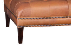 Ames Tufted 36", 42" Or 46" Inch Square Leather Ottoman (3 Sizes Available)