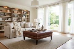 Ames Tufted 36", 42" Or 46" Inch Square Leather Ottoman (3 Sizes Available)