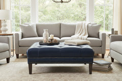 Ames Tufted 36", 42" Or 46" Inch Square Leather Ottoman (3 Sizes Available)