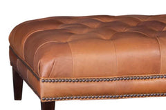 Ames Tufted 36", 42" Or 46" Inch Square Leather Ottoman (3 Sizes Available)
