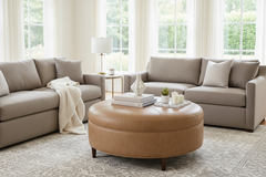 Andover 30", 40", 50", Or 60" Round Leather Ottoman