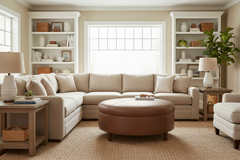 Andover 30", 40", 50", Or 60" Round Leather Ottoman