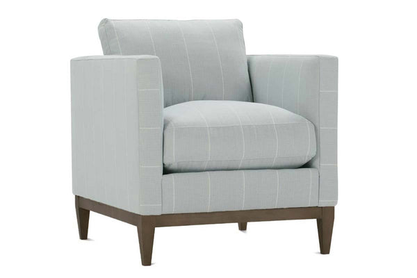 Angela Track Arm Fabric Accent Chair w/ Exposed Wood Base
