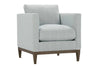 Image of Angela Track Arm Fabric Accent Chair w/ Exposed Wood Base