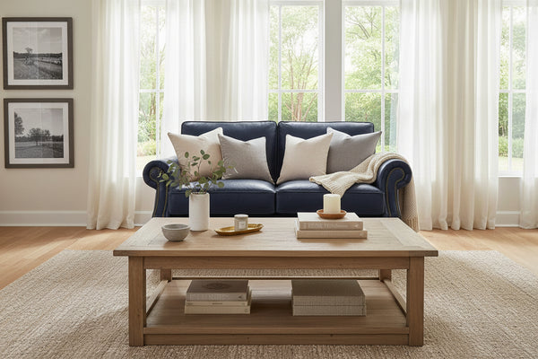 Anthony Traditional Pillow Back Leather Loveseat