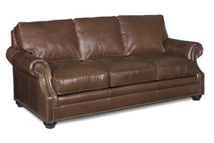 Anthony 84 Inch Traditional Three Cushion Pillow Back Leather Sofa