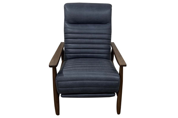 Anton Mid-Century Modern Leather And Wood Recliner Chair